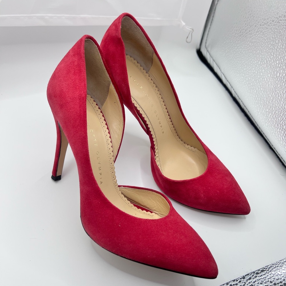 Charlotte Olympia Red Suede Heels